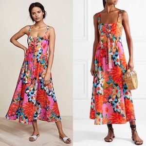 Mara Hoffman Mei Jardin Lace Up Tie Midi Dress